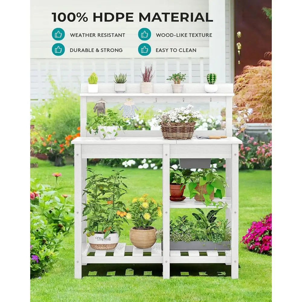 Portable Outdoor Garden Workbench With Detachable Sink HDPE Table