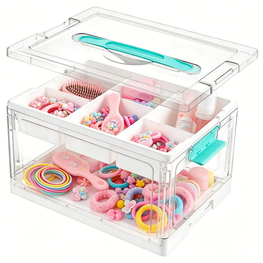 Vtopmart 1-2Pack 24QT Clear Plastic Craft Organizers and Storage Box with Removable Trays and Dividers, Art Supply Organizers and Storage, Ideal Containers for Coloring Books, Toys, Craft Supplies, Medicine, Playdough, Transp