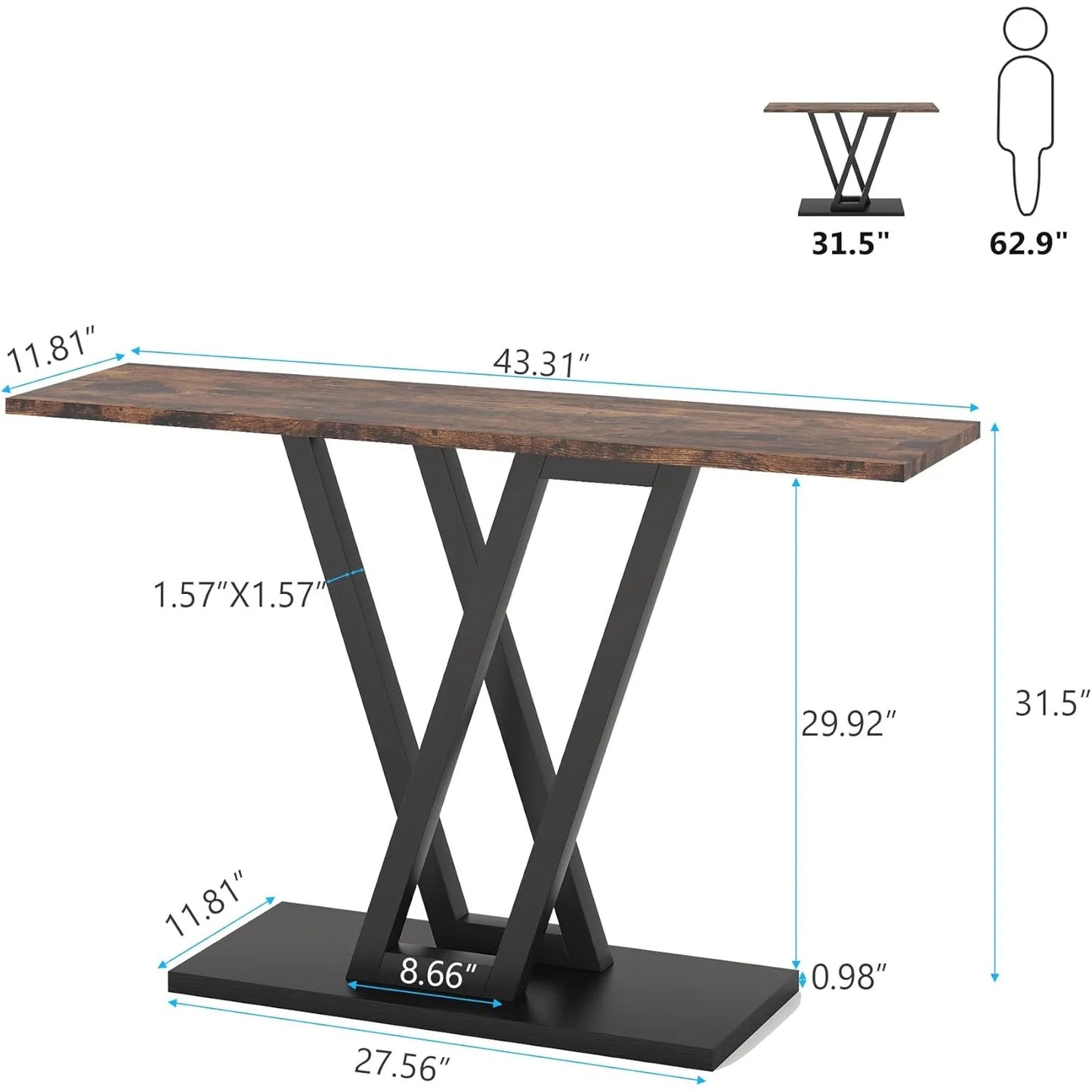 Little Tree Console Table Industrial Hallway Sofa Table For Entryway