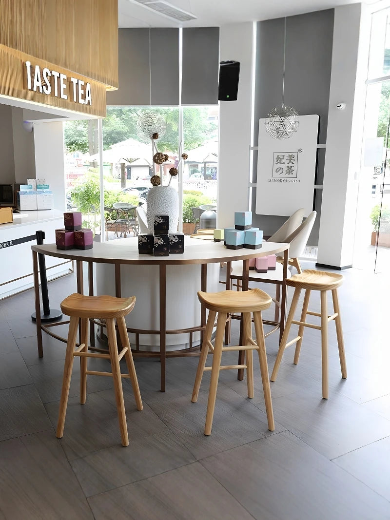 Modern Minimalist Solid Wood Bar Stool for Home and Business