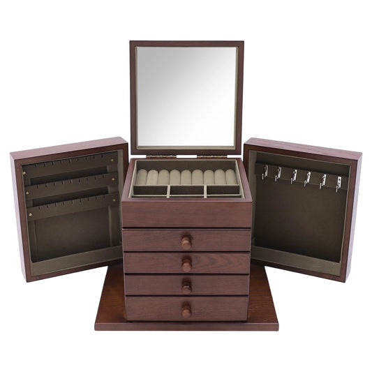 Bymaocar Jewelry Organizer Box With Mirror And Multi Drawers Storage