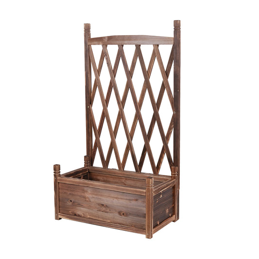 Wooden Raised Garden Bed With Trellis For Vegetable Plants