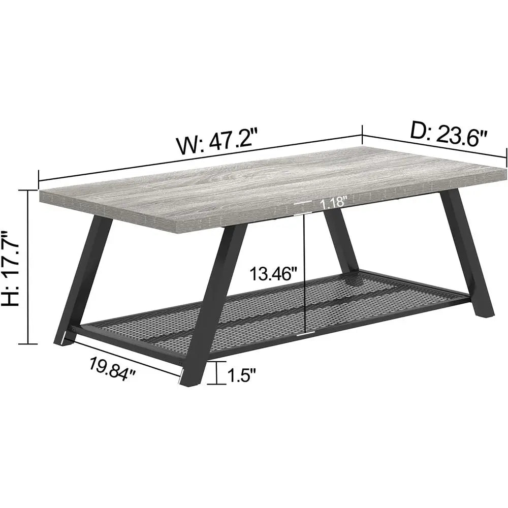 Industrial Rustic Wood And Metal Coffee Table With Storage