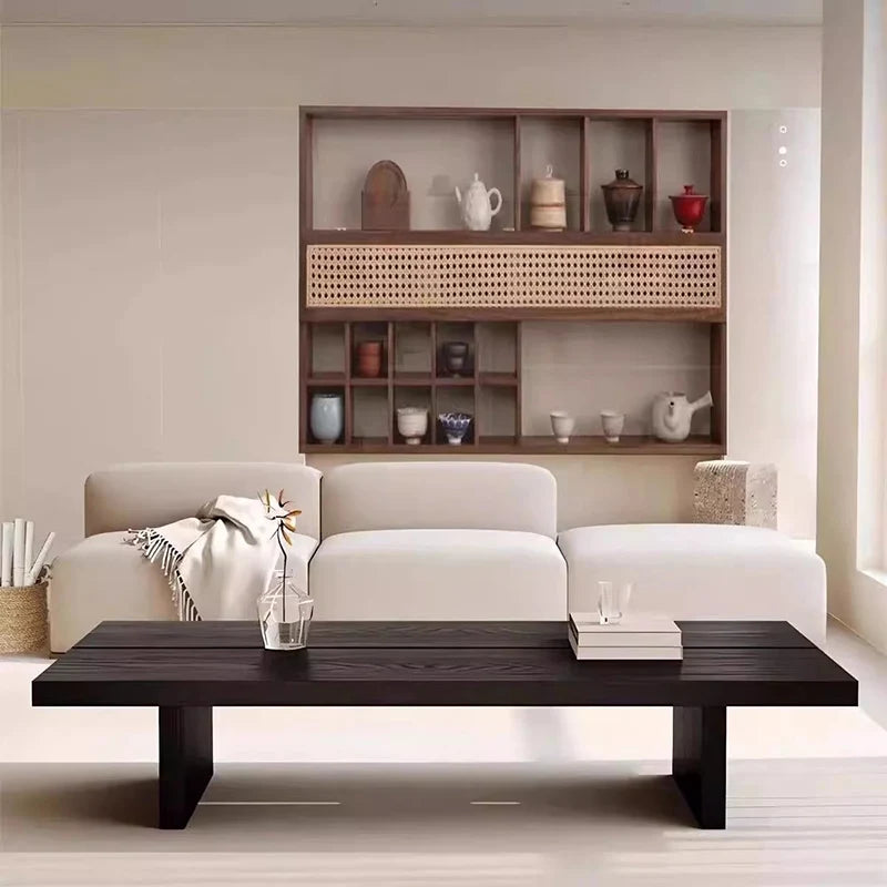 XMSJ Modern Wabi Sabi Rustic Wooden Rectangle Coffee Table