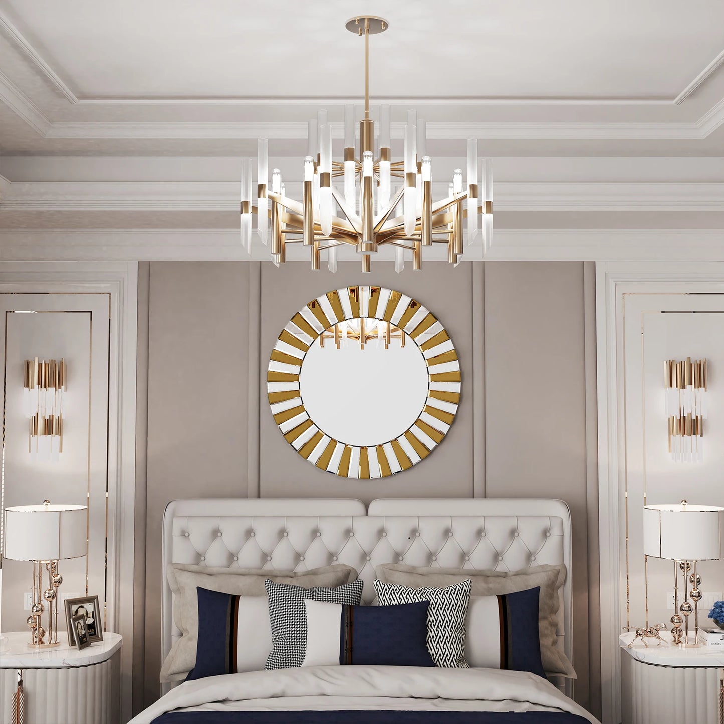 Round Starburst Decorative Wall Mirror For Bathroom Bedroom Living Room