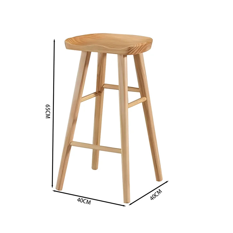 Modern Minimalist Solid Wood Bar Stool for Home and Business