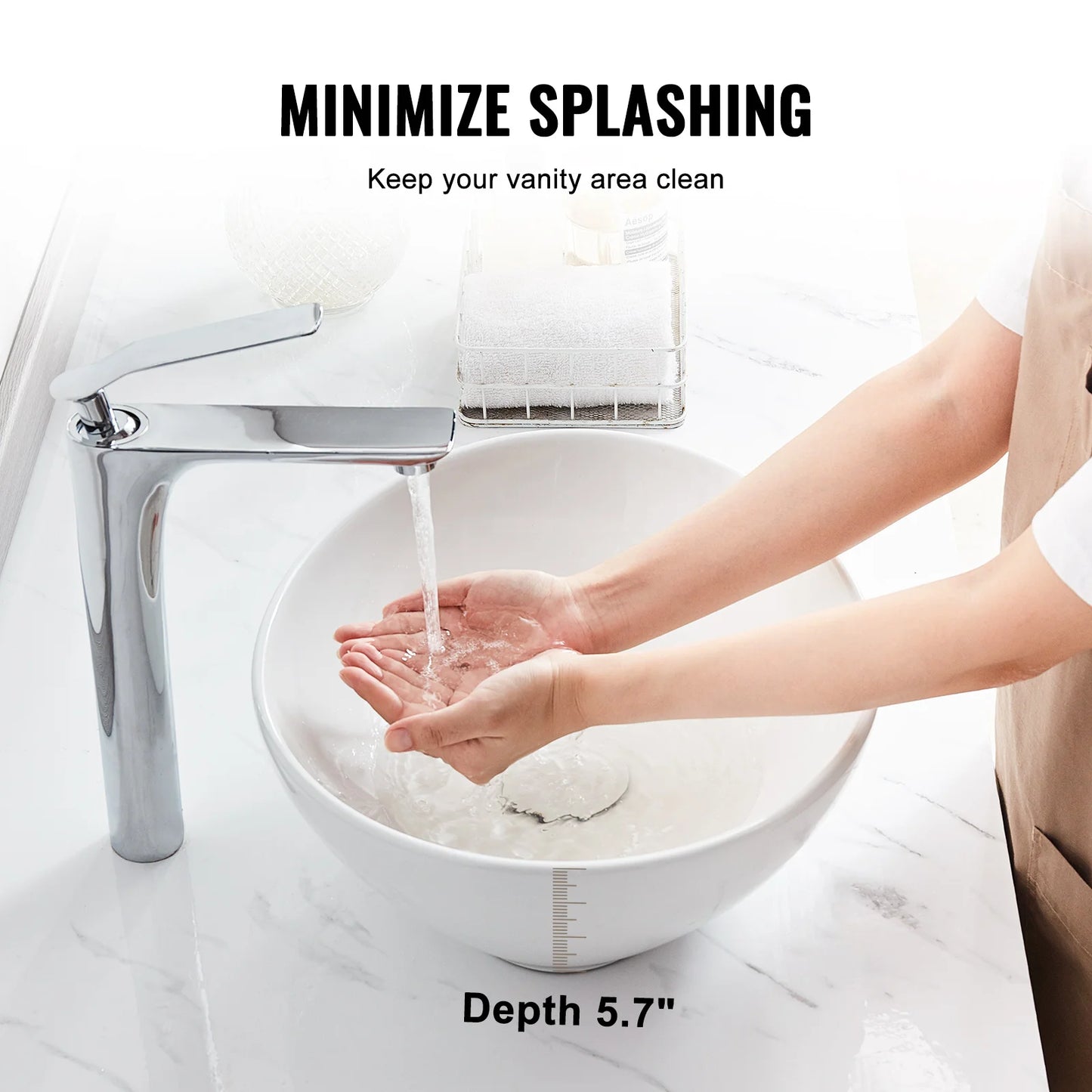 SucceBuy Oval Ceramic Countertop Vessel Sink For Modern Bathroom