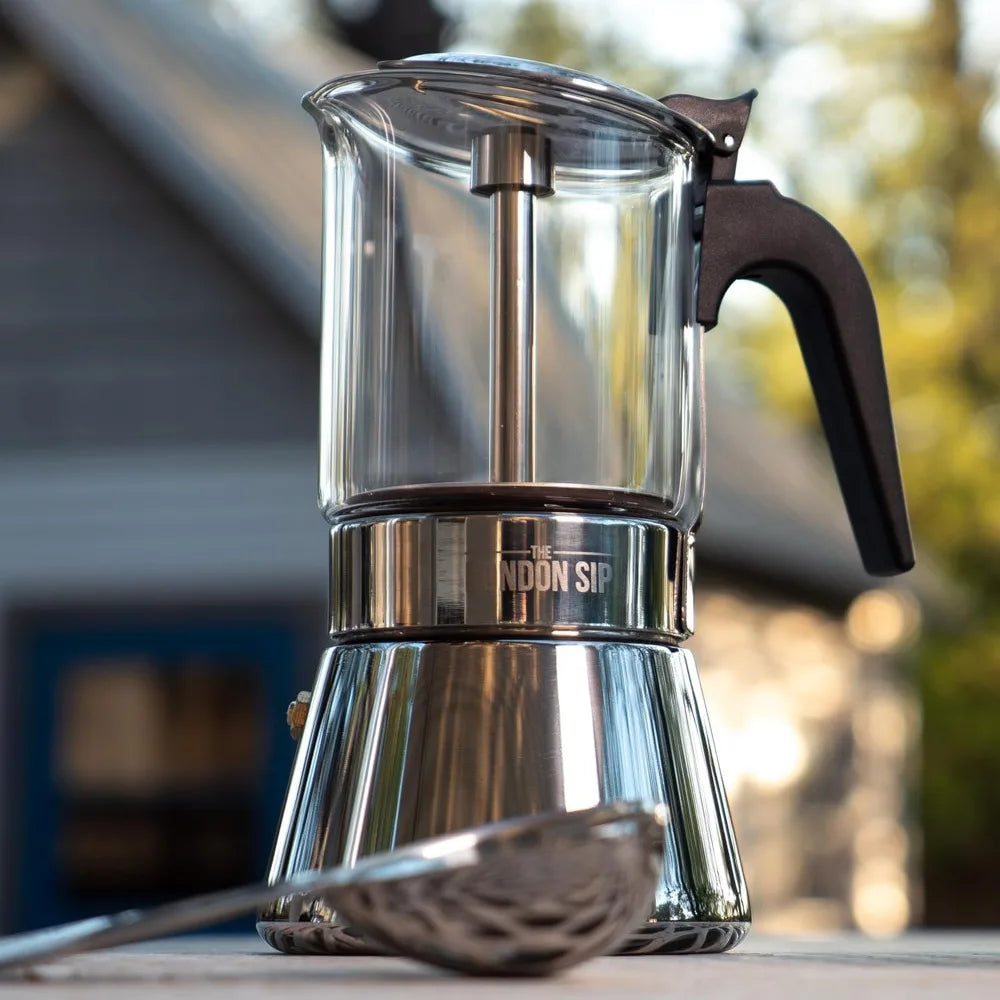 Xmsj Glass And Stainless Steel Stovetop Espresso Maker Moka Pot