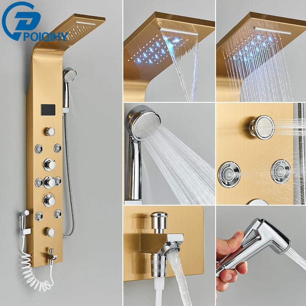 Poiqihy Bathroom Shower Faucet With Handheld Shower Panel