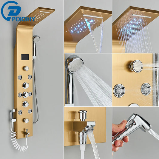 Poiqihy Bathroom Shower Faucet With Handheld Shower Panel