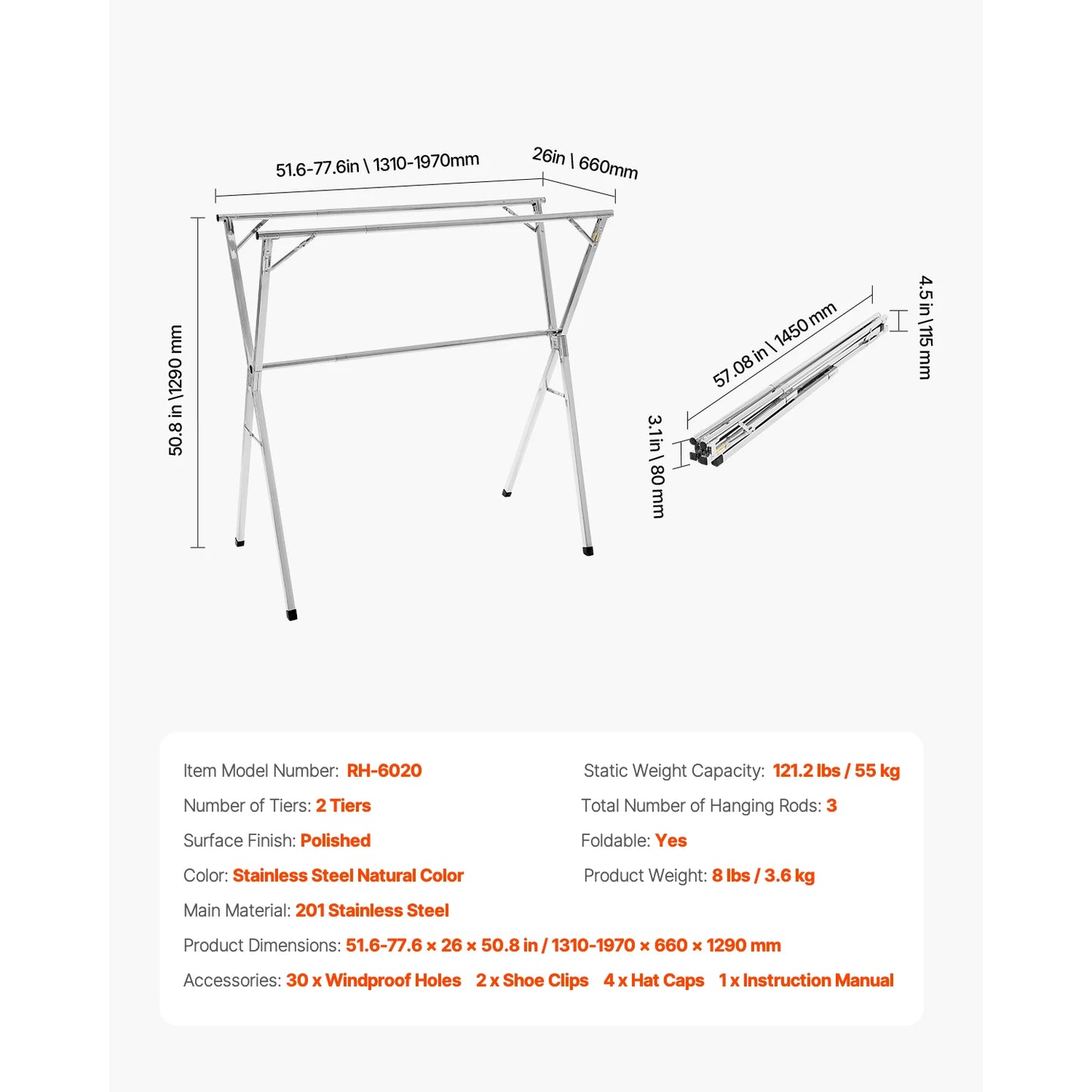 Clothes Drying Rack Foldable Laundry Dryer Rack With Sock Clips