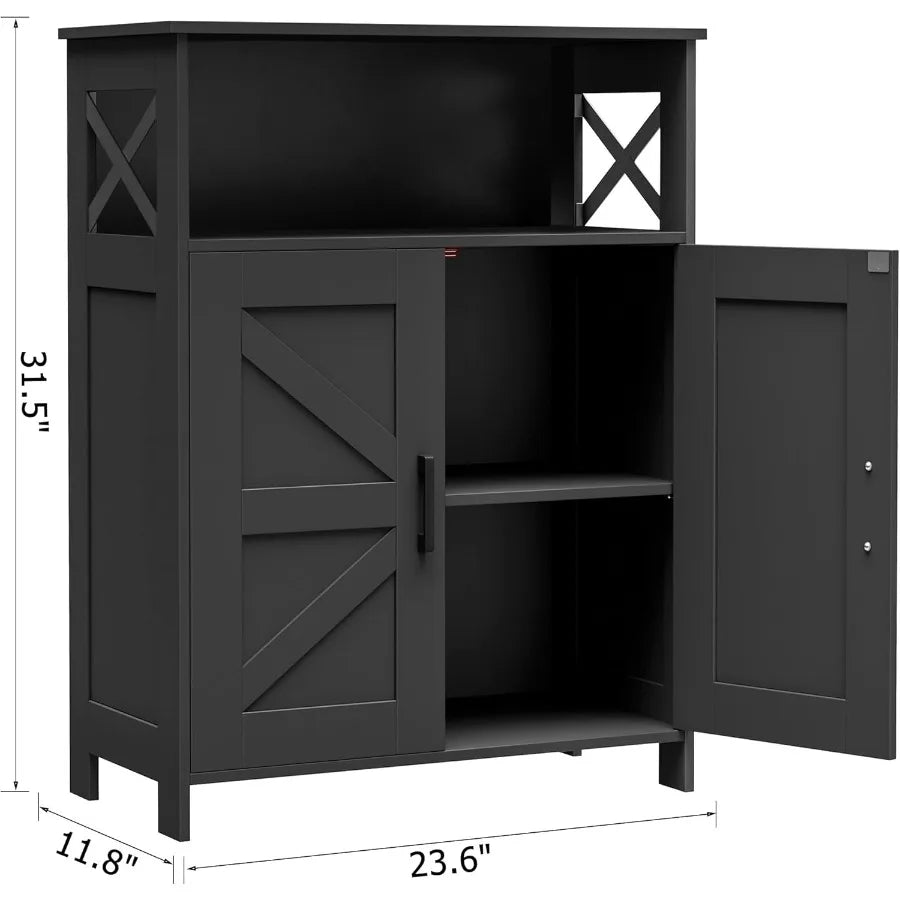 XIUWO Bathroom Storage Cabinet With Doors And Adjustable Shelves