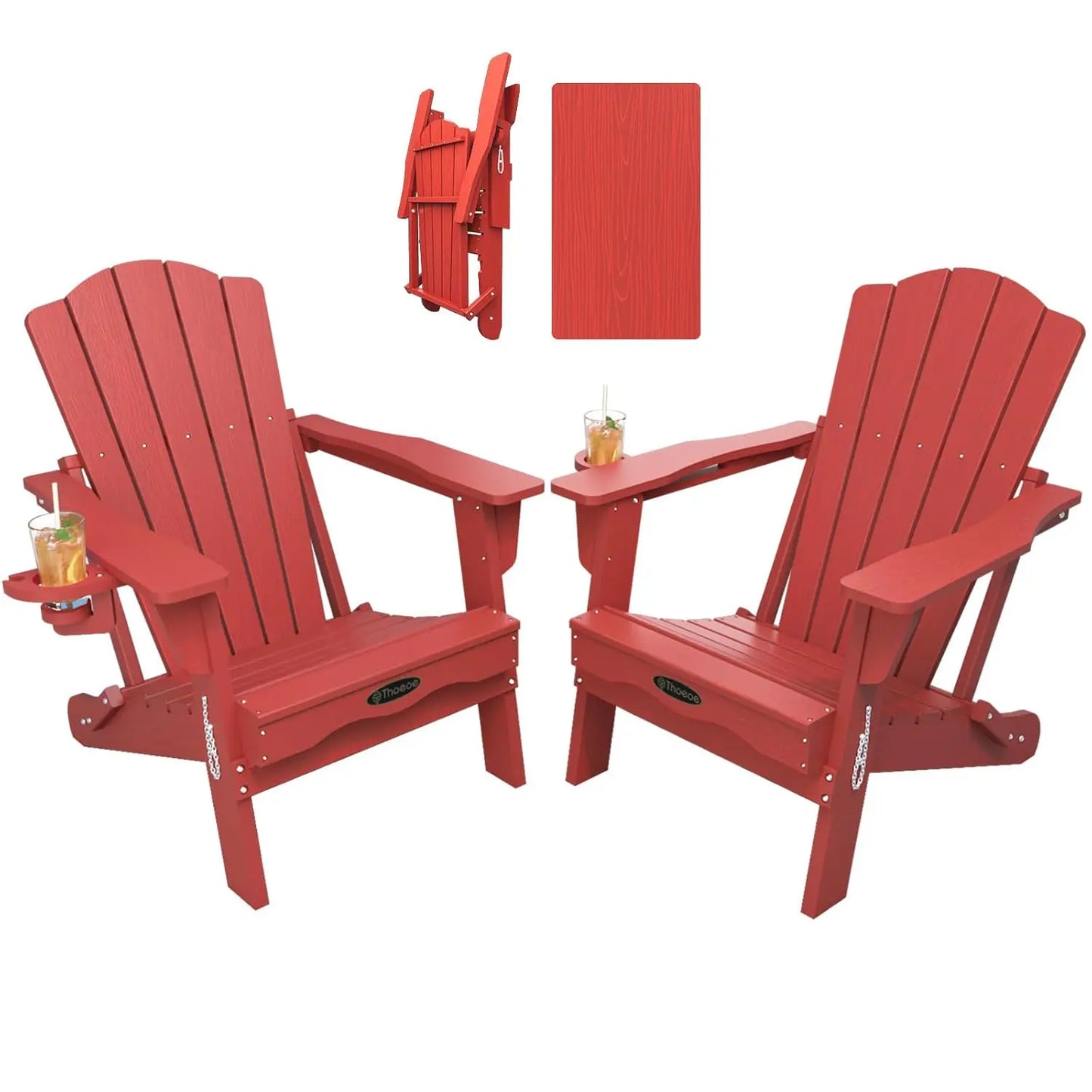 MOYU Folding Adirondack Chairs Cup Holder Set Of 2 Outdoor