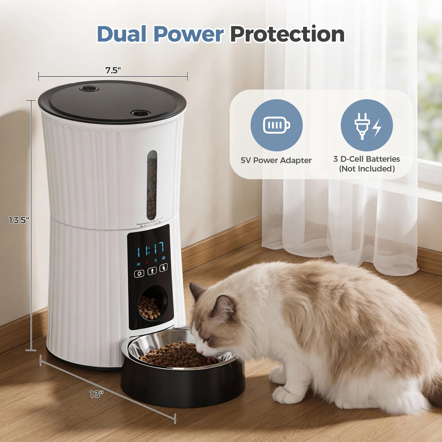 JHK WiFi Timed Cat Feeder With App Control Indoor Programmable