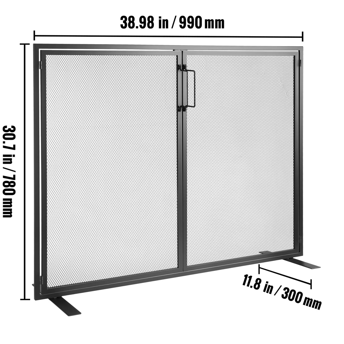 Iron Fireplace Screen With Door And Spark Guard Cover