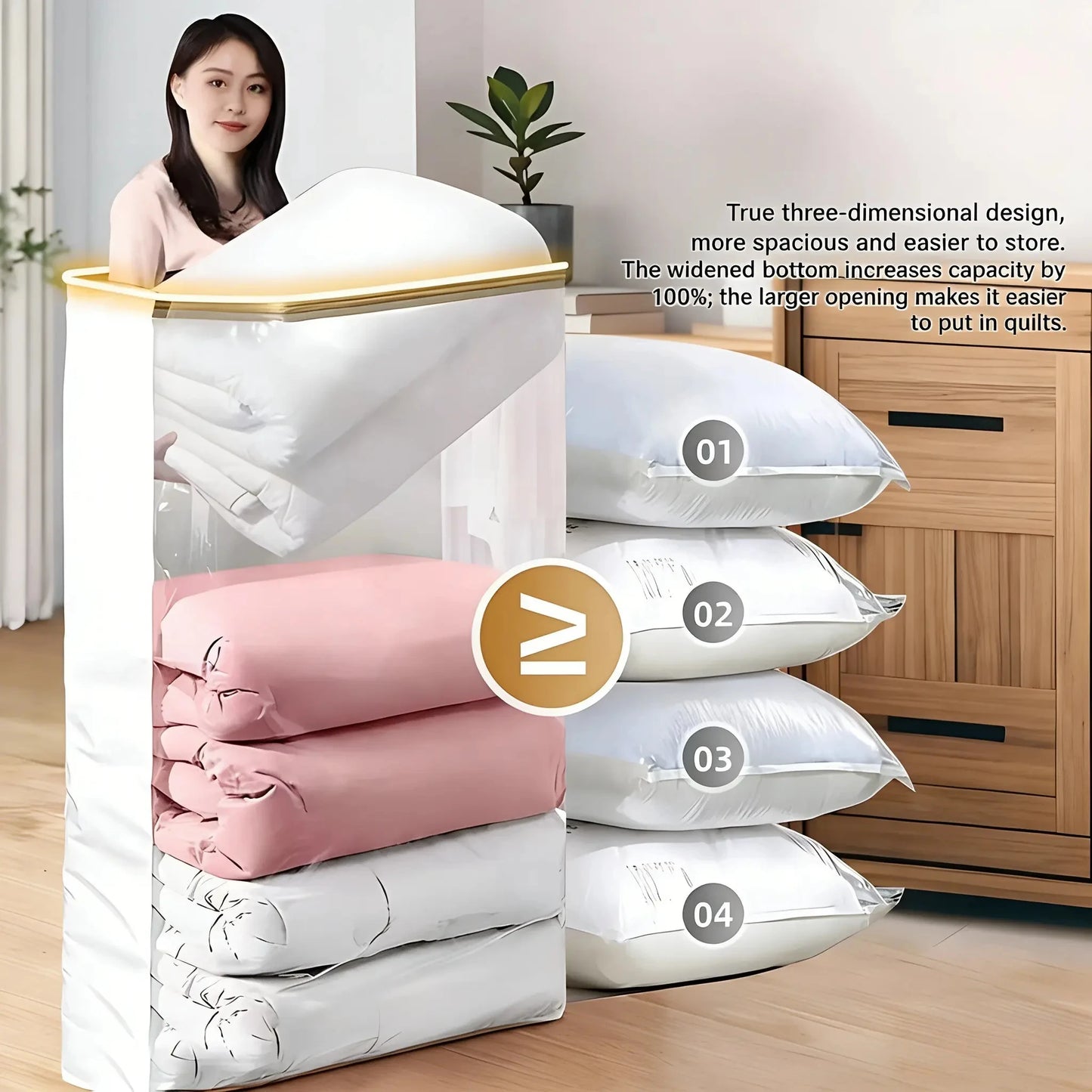 15 Pack No Pump Reusable Vacuum Storage Bags For Clothes