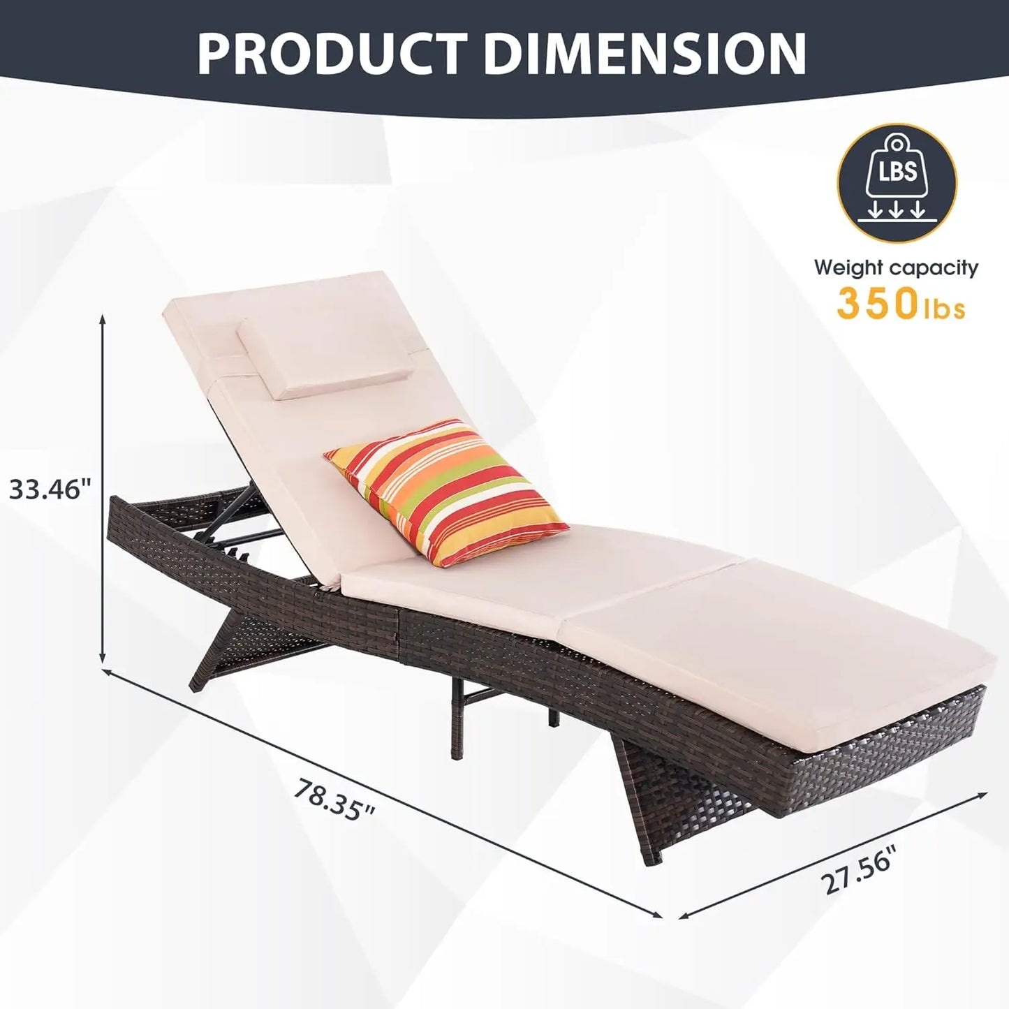 GUOHE Wicker Chaise Lounge Chairs Outdoor Patio Set of 4