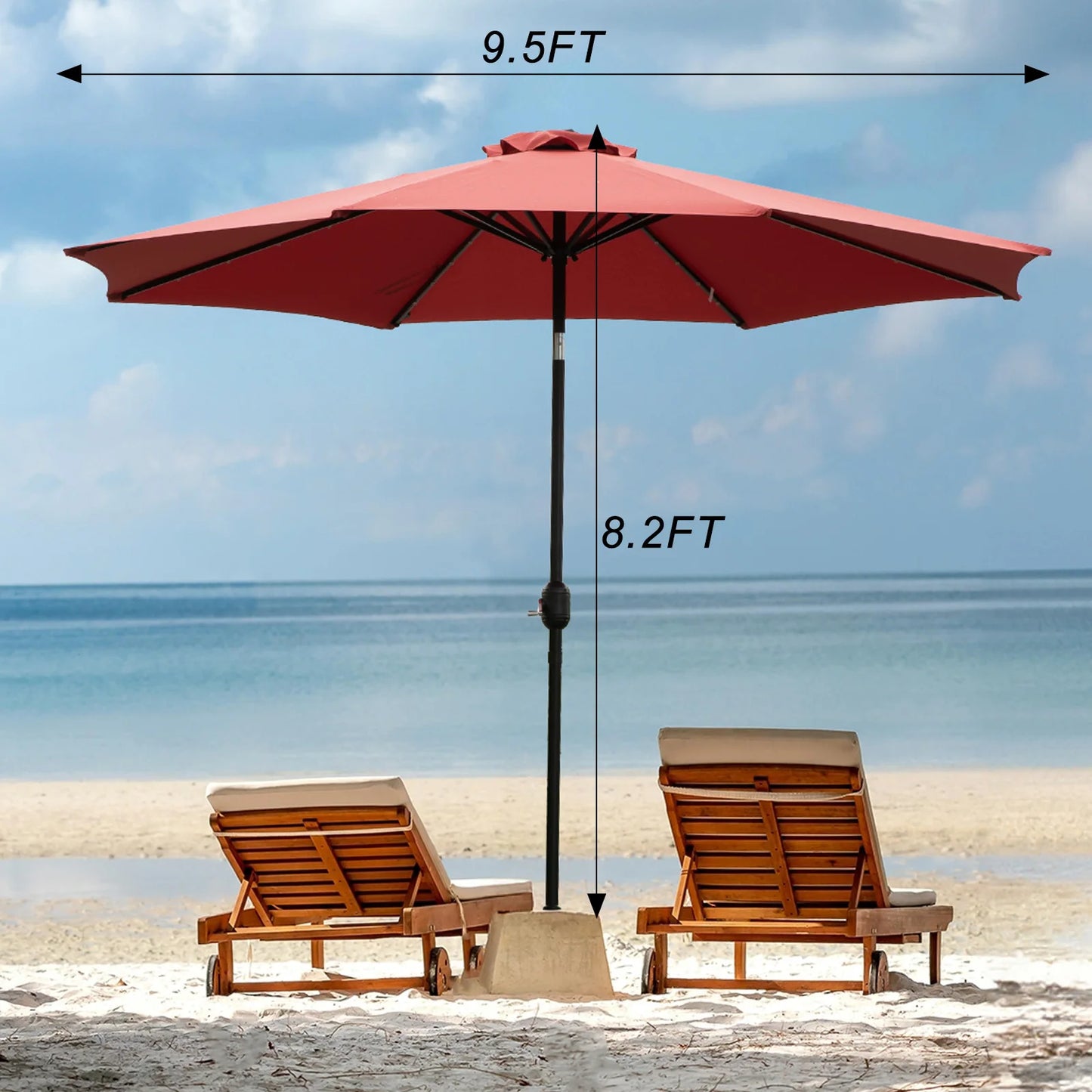 JHK Solar Patio Umbrella With LED Lights UV Resistant Tilt