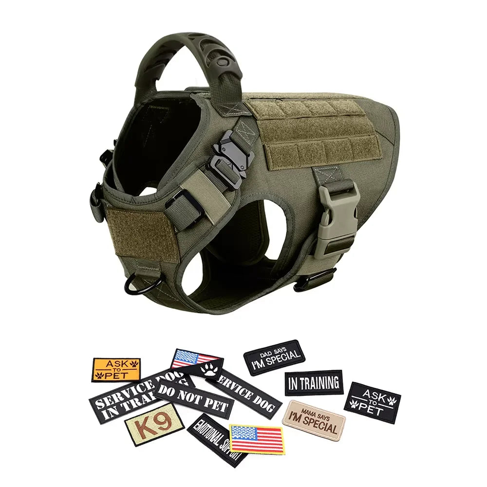 Military Style Dog Harness Vest Set With Leash And Patches For Malinois