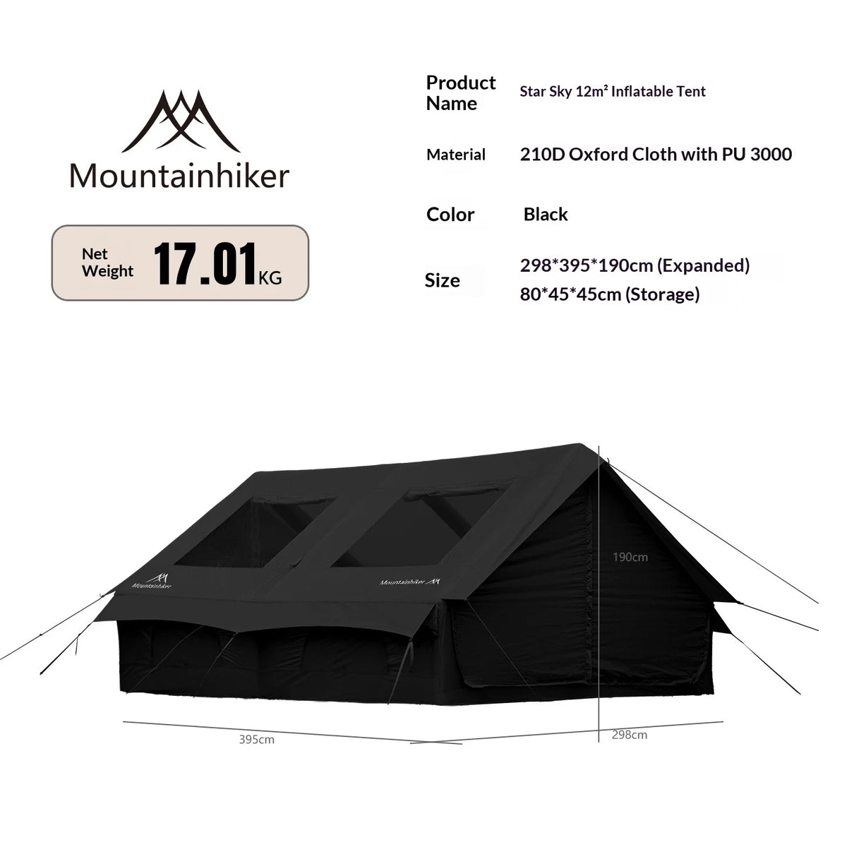 MOUNTAINHIKER Inflatable Camping Tent With Storage Bags And Air Pump