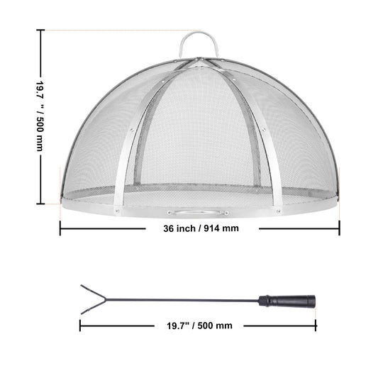 Outdoor Stainless Steel Fire Pit Spark Screen Cover