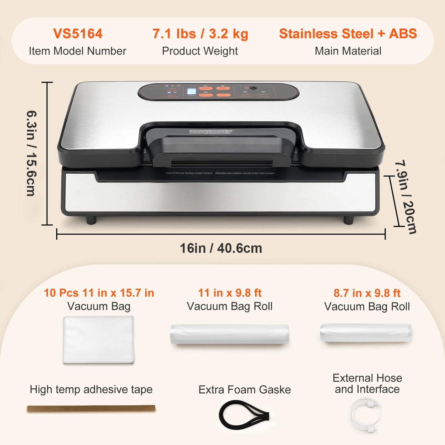 SucceBuy Vacuum Sealer Machine 90Kpa 130W Free 10pcs Vacuum Bags