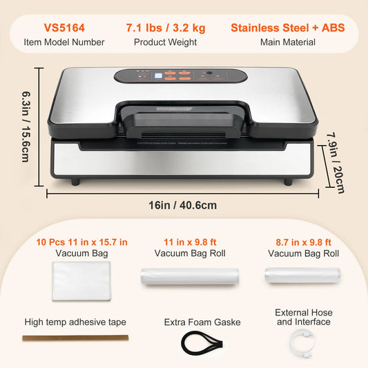 SucceBuy Vacuum Sealer Machine 90Kpa 130W Free 10pcs Vacuum Bags