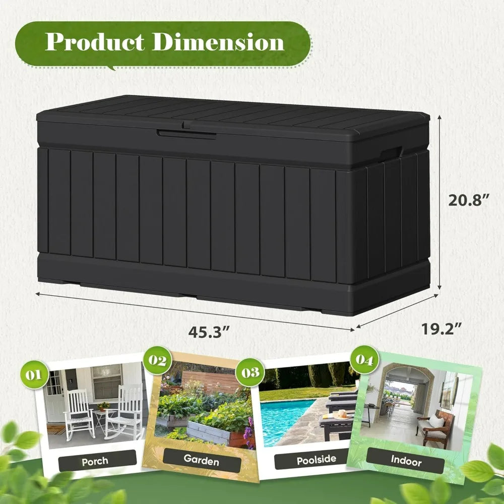 Resin Waterproof Outdoor Storage Deck Box With Wood Texture