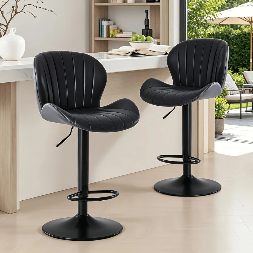 MATE BIRDS Adjustable Swivel Bar Stools With PU Leather Cushions