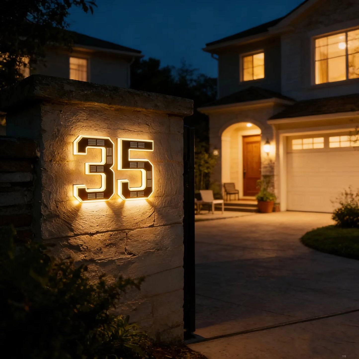 Solar LED House Number Lights Outdoor Address Sign Auto Glow