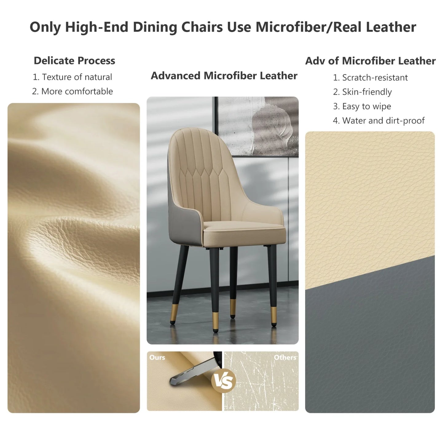 Two Premium Faux Leather Dining Chairs With Metal Legs