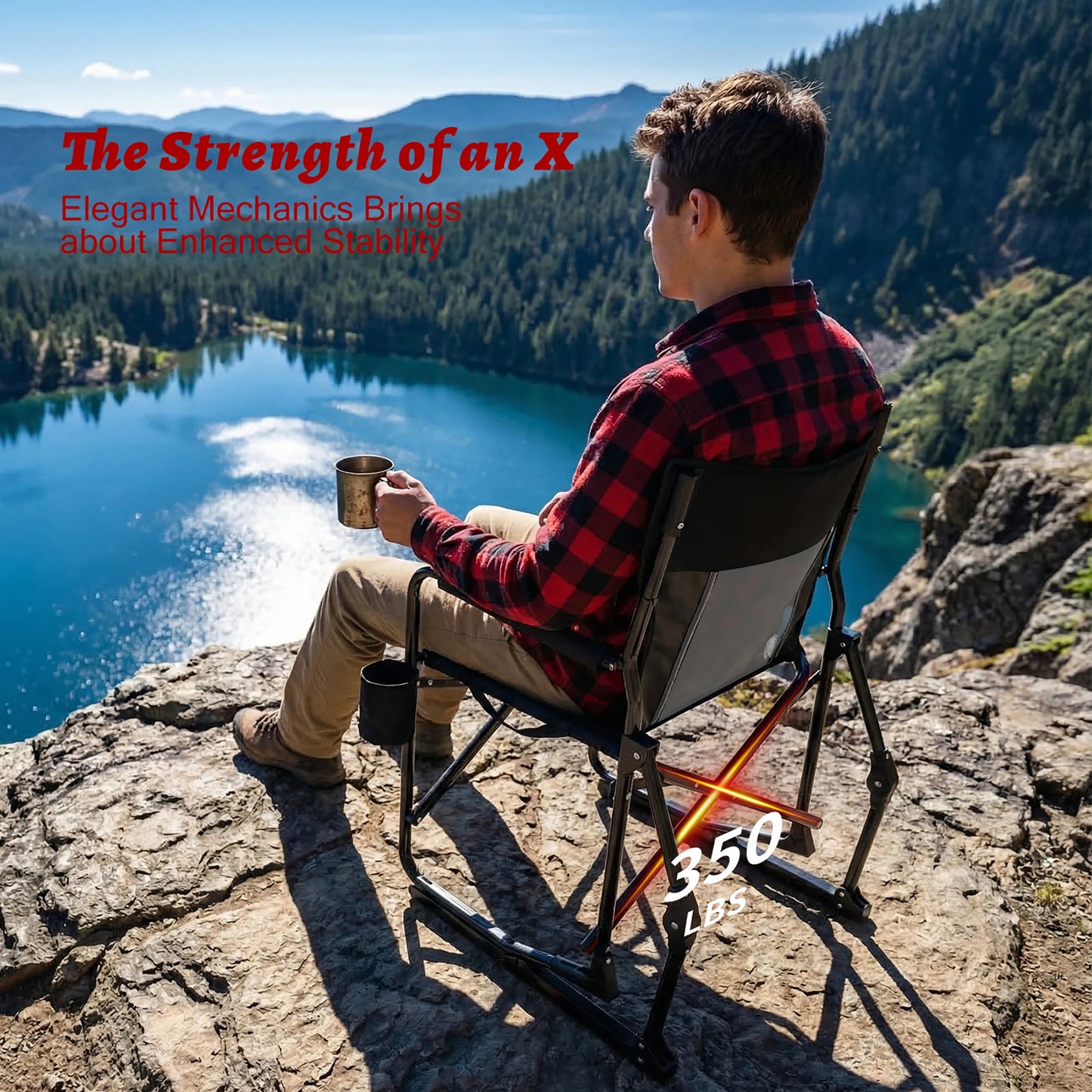 JHK Outdoor Folding Camping Chair With Mesh Back Waterproof Armrests