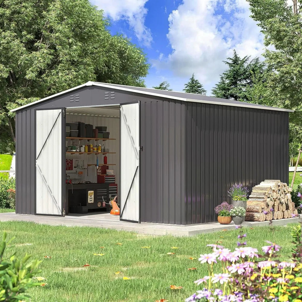 Metal Outdoor Storage Shed With Reinforced Frame For Backyard Waterproof