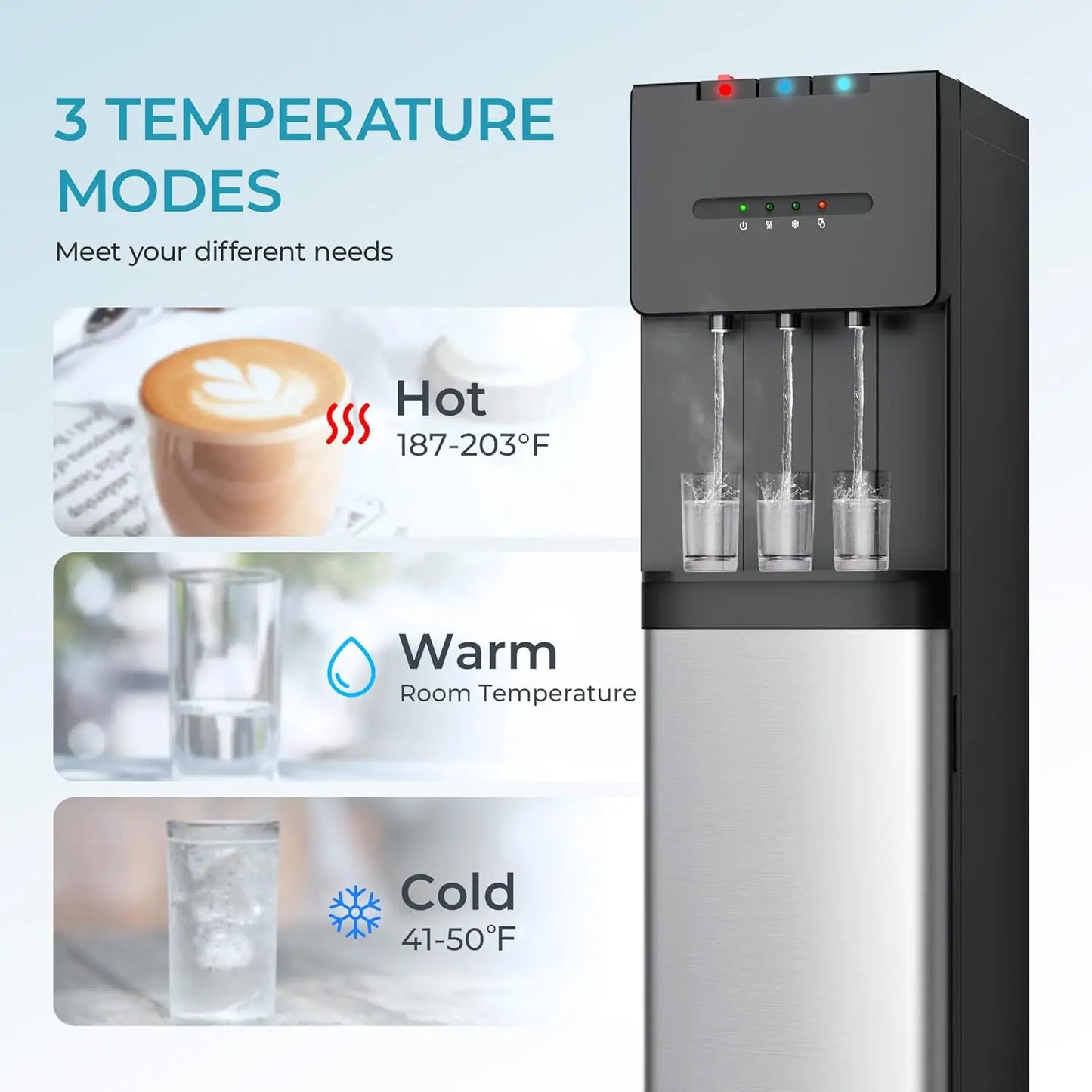 XMSJ Bottom Loading Water Cooler Dispenser 5 Gallon Bottle With Cold Warm Hot