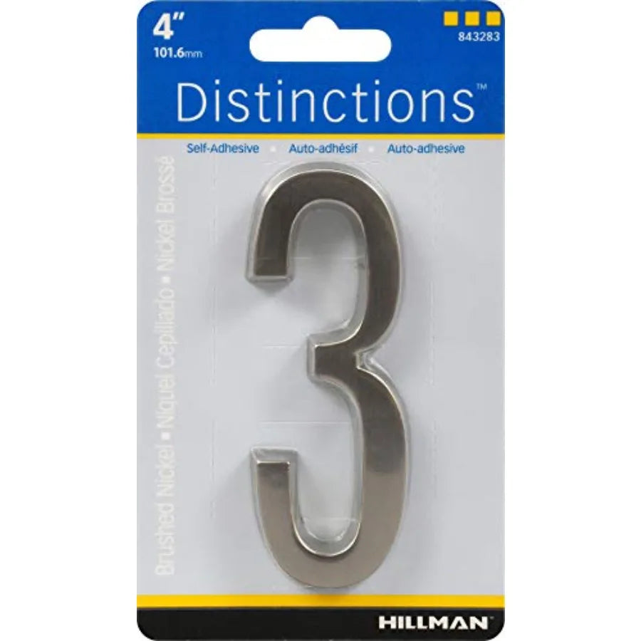 House Number 3 Zinc Self Adhesive Address Sign Front Door