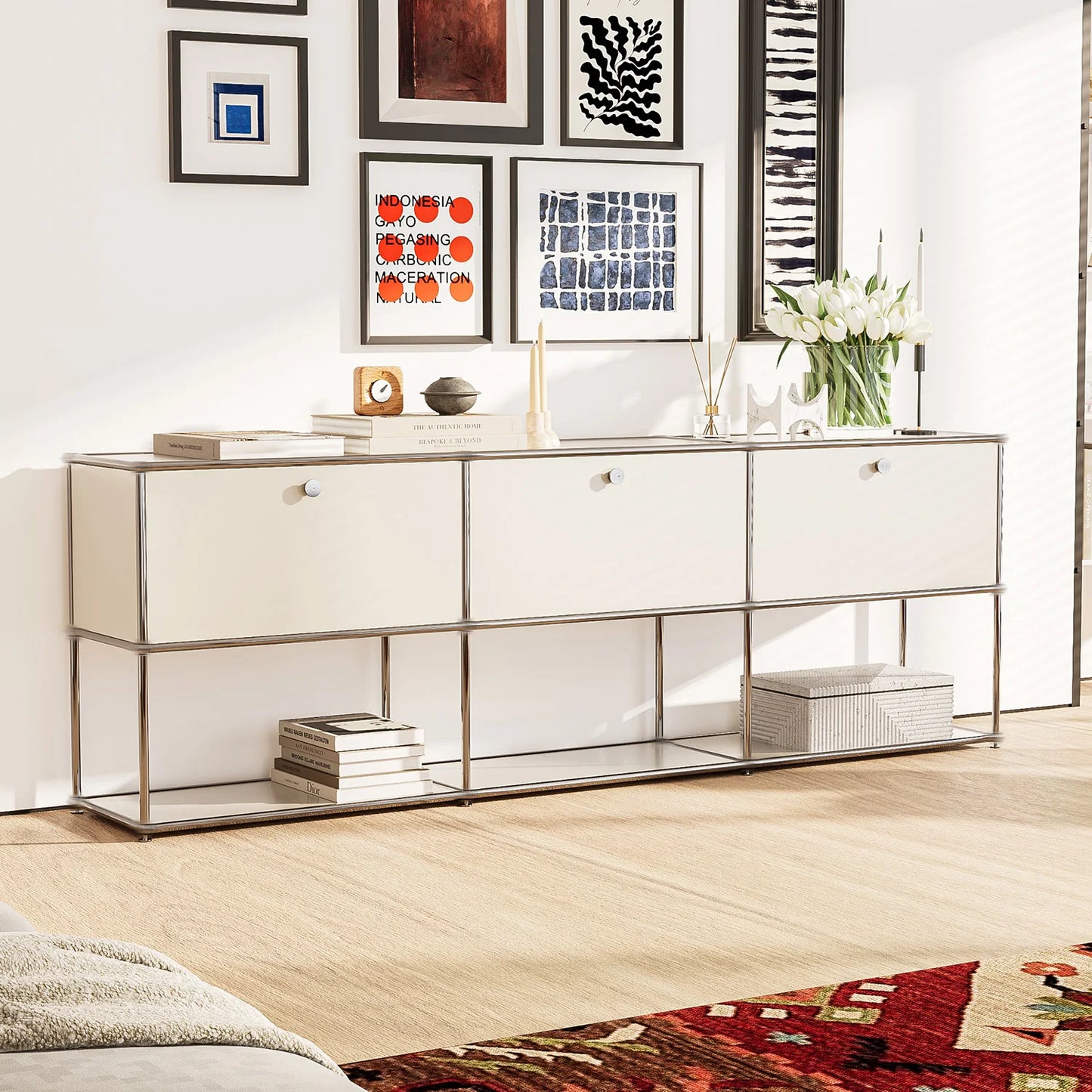 Stainless Steel Storage Cabinet Sideboard For Living Room
