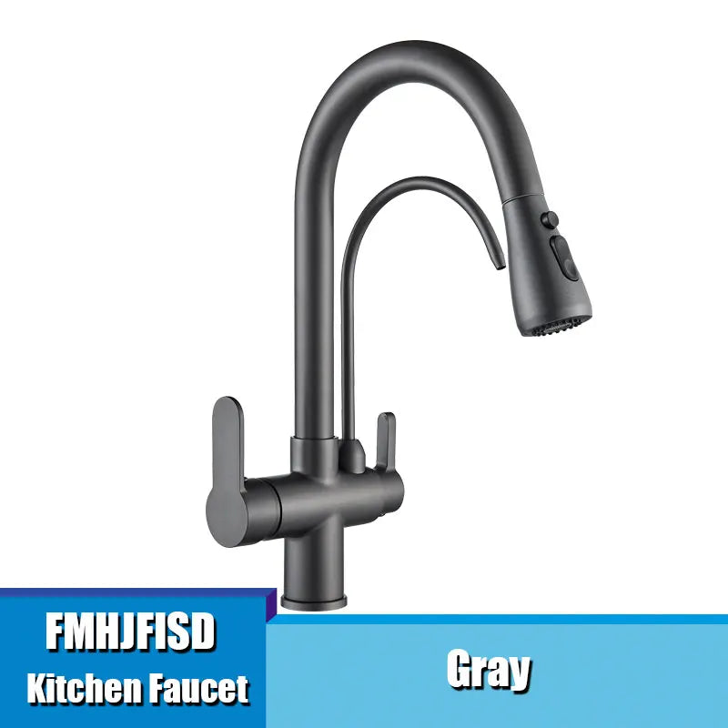 Fmhjfisd Pure Water Kitchen Faucet Pull Out Dual Handle Hot Cold Deck Mounted