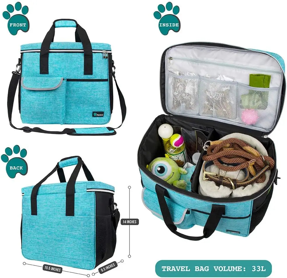 Pet Travel Bag Organizer For Dogs And Cats With Food Containers