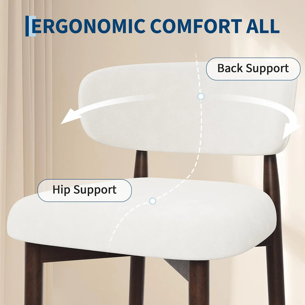HiMISS Upholstered Counter Height Bar Stools With Back And Footrest