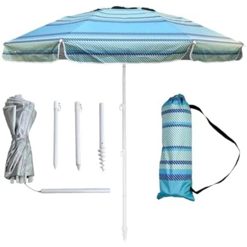 NBVCX Wind Resistant UV50 Beach Umbrella With Sand Anchor