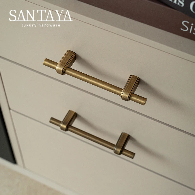 Santaya Solid Brass Cabinet Handles for Kitchen and Furniture
