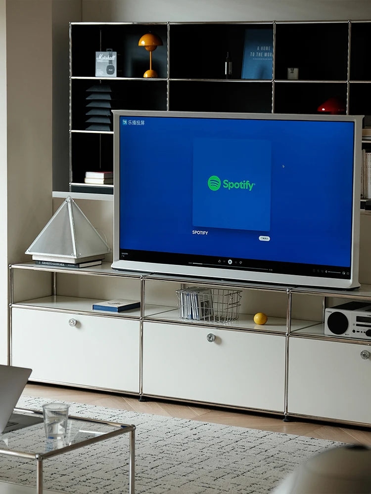 BigCityFur Modern Metal TV Stand With Corner Storage Cabinet