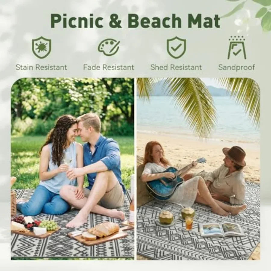 Outdoor Rug Carpet Waterproof 5x8 Outdoor Patio Rug Mat Reverisble Plastic Straw Outdoor Rug for RV Camping Picnic Beach Balcon