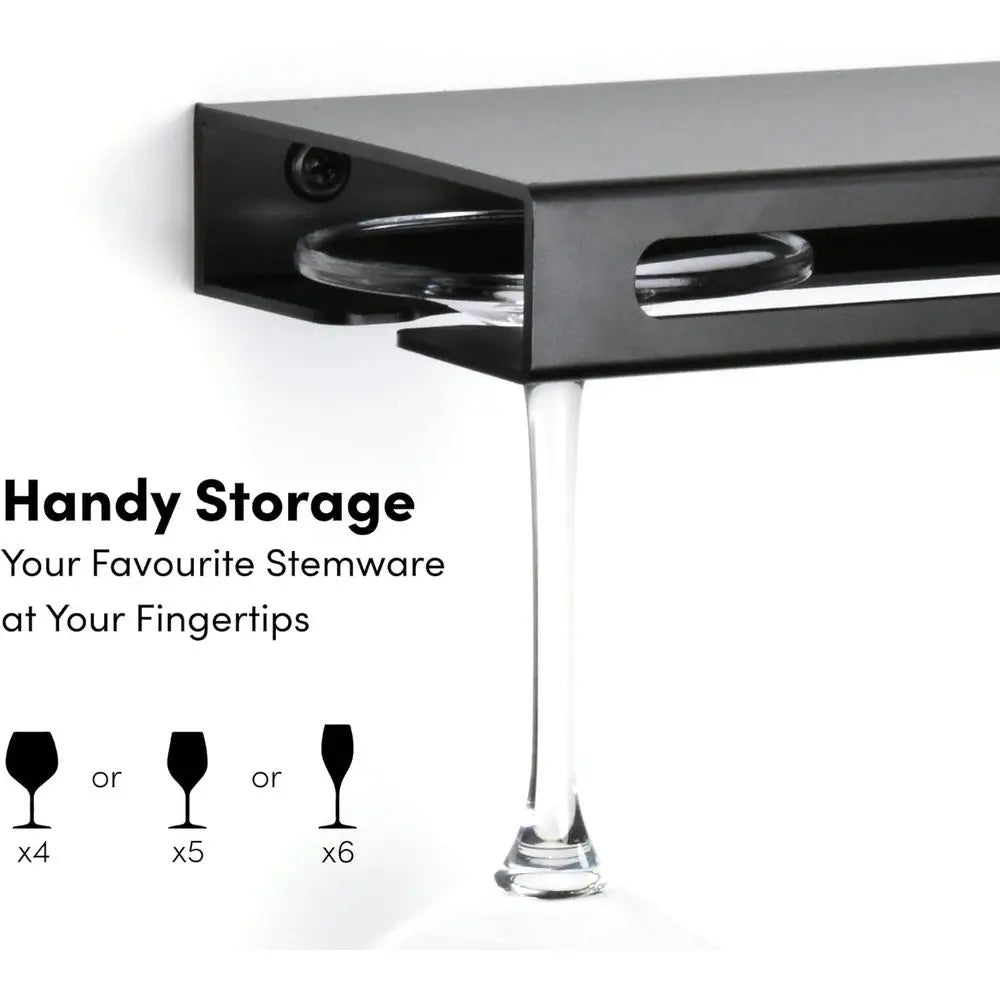 Wall Mounted Metal Wine Rack With Bottle And Glass Holder