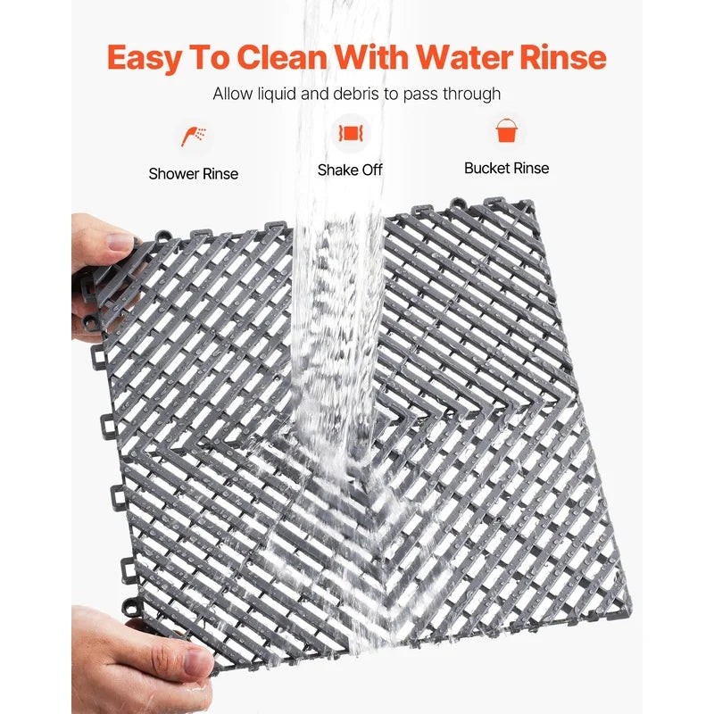 Interlocking Drainage Mat 50 Piece Non Slip PP Floor Tiles For Garage