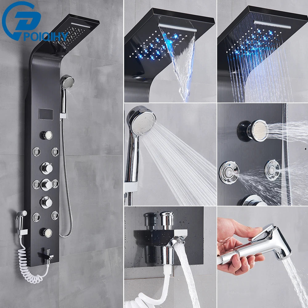 Poiqihy Bathroom Shower Faucet With Handheld Shower Panel