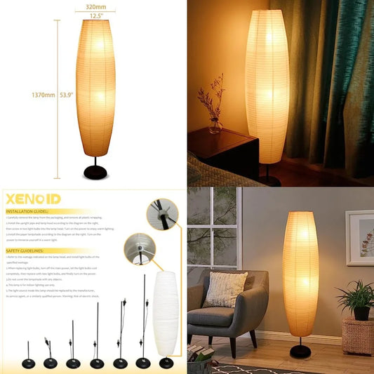 Modern Rice Paper Floor Lamp Indoor Accent Lighting Stand