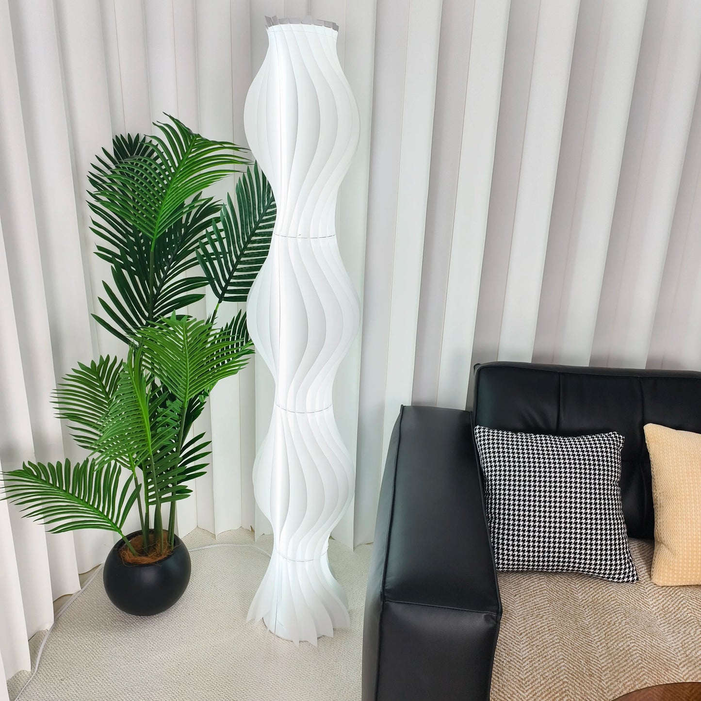 Iron Floor Lamp With Pleated Shade For Nordic Ambient Lighting
