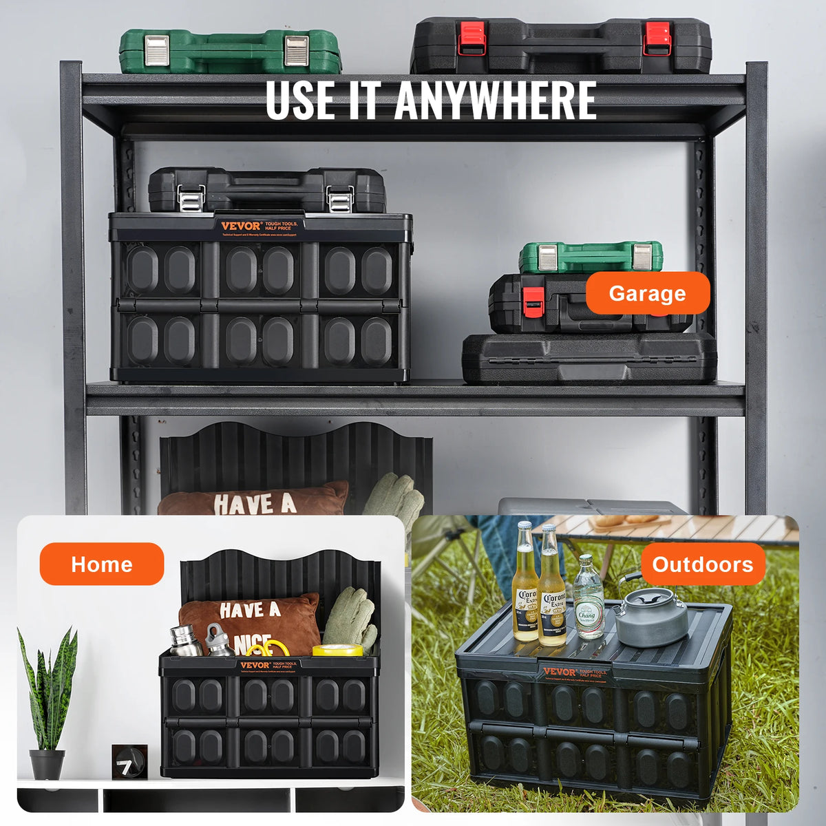 Collapsible Stackable Storage Bins With Lids For Garage Organization
