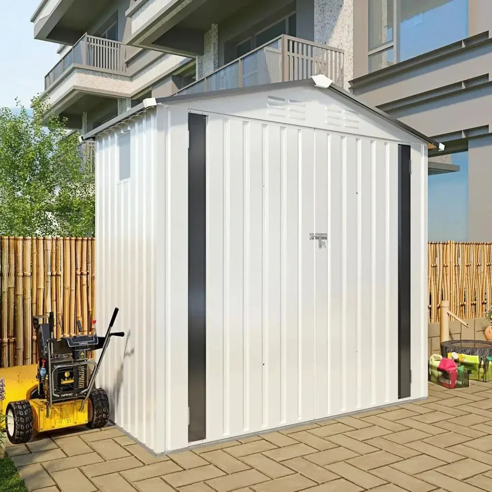 Outdoor Galvanized Steel Shed With Lockable Door Weatherproof Storage